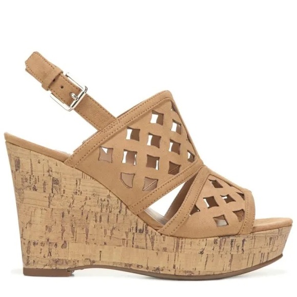 Franco Sarto Brown Cutout Cork Wedges Size 8.5 Women’s - Picture 1 of 8
